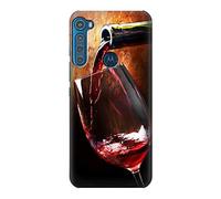 Red Wine Bottle And Glass Case Cover For Motorola One Fusion+
