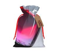 Red Wine Bottle Glass Linen Drawstring Gift Bag Xmas Party Candy Bag Reusable Storage Pouches