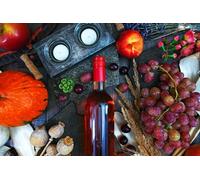 Red wine bottle surrounded by fruit - 1000-piece paper puzzle - for adults ages 14 and up, 50 x 70 cm