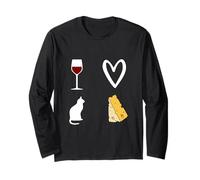 Red Wine, Cat and Cheese This is What I Love Woman Man Long Sleeve T-Shirt