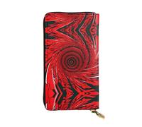 Red Wine Cellar Leather Wallets for Women Man, Wallets Large Billfold with 12 Card Slots,Wallet Passport wallet, Red Flower Vortex Spiral, One Size