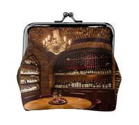 Red Wine Cellar picture Print Stylish unique Coin Purse Cute Mini Wallet with Kiss Lock Waterproof for Coins