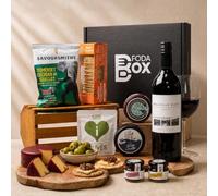 Red Wine & Cheese Gift Hamper, 8 Items Wine Gift, 2 Cheeses, Crackers | Luxury Cheese Hamper Gift Set for Foodies, Couples & Gifting Hampers by FodaBox