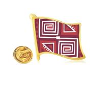 Red Wine Color Mexico Totems Ancient Civilization Golden Metal Flag Lapel Pin Badge