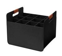 Red Wine Crate - 37x32x22cm Charcoal Felt Case, Structured Compartment Layout, Collapsiblies Drink Holder | Glass Bottle Travel Caddy, Outdoor Beverage Transporter for Beach Barbecue Tailgate Trips