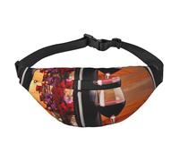 Red Wine Flower Fanny Pack for Men Women Belt Bag Fashion Waist Bag Everywhere Crossbody Bag Wallet Hip Bum Bag with Adjustable Strap Waterproof Chest Bag for Travel Hiking Sports, Black, One Size