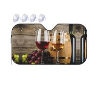 Red Wine Galsses & Grapes With Wooden Printing Upgrade Car Windshield Sun Shade Protect Car From Sun Rays Heat Damage,Vehicle Accessories