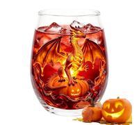 Red Wine Glass 400ml Halloween Stemless Glassware with 2D Printed Dragon