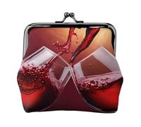 Red Wine Glass Cheers Full Double-Sided Printed Pattern Women's and Girls' Fashionable Leather Kiss Lock Coin Purse Card Bag