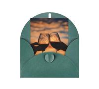 Red Wine Glass Cheers Print Adorable Blank Cards& Envelopes,Unique Designs Perfect for Festivals, Invitations