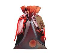 (Red Wine Glass Cheers) Print Christmas New Year Candy Gift Bag, Red Xmas Ribbon Drawstring Bags for Kids Xmas Holiday Eve Presents S Size