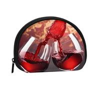 Red Wine Glass Cheers Print Portable Mini Storage Bag Shell Shaped Wallet Small Coin Wallet Shell Storage Bag