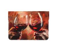 Red Wine Glass Cheers Printed Laptop Sleeve 13-Inch Leather Laptop Case Computer Bag Cover for Travel, Work, Business