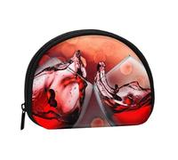Red Wine Glass Cheers Printed Small Coin Purse, Semicircular Coin Wallet with Zipper Portable Mini Coin Pouch, Kids Purse for Women Men