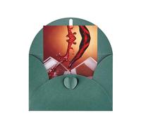 Red Wine Glass Cheers Seasonal Greeting Card with Dark Green Envelope for Any Occasion Thanksgiving Christmas Birthday Wedding Anniversary Engagement Note Cards