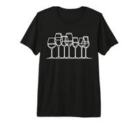 Red Wine Glass Line Art Elegant Drawing Premium T-Shirt