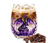 Red Wine Glasses 400ml Cocktail Stemless Glassware with 2D Printed Dragon
