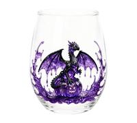 Red Wine Glasses 400ml Stemless Drinkware with 2D Printed Dragon