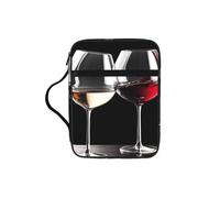 Red Wine Glasses Bible Cover for Women - Stylish Large Bible Case for Men, Multi-Functional Carrying Book Cover Church Bag with Handle and Zipper Pocket - Bible Bag Christian Gifts