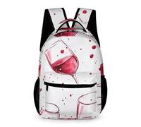 Red Wine Glasses Bloods Travel Laptop Backpack Carry on Bag Work Daypack 16.2 Inch with Side Pockets