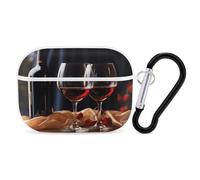 Red Wine Glasses Earbuds Organizer Shockproof Protective Airpods Pro Cover with Carabiner Clip Anti Fall Carrying Earphone Case Cover for Airpods Pro 2nd Generation White