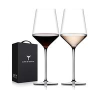 Red Wine Glasses Set of 2, Premium Crystal Wine Glasses Hand Blown, 15 oz,Thin Rim,Long Stem,Perfect for Red or White, Daily Use,Unique Wedding Anniversary or Birthday Gift