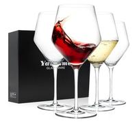 Red Wine Glasses Set of 4, Hand-Blown Crystal Wine Glasses, Modern, 16.2oz | Long Stem Wine Glasses, Thin Rim, Elegant, Perfect for Red or White, Gift for Wine Tasting, Birthday, Christmas, Any Occasion