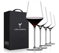 Red Wine Glasses Set of 4, Premium Crystal Wine Glasses Hand Blown,15 oz,Thin Rim,Long Stem,Perfect for Red or White,Daily Use,Unique Wedding Anniversary or Birthday Gift