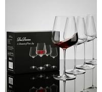 Red Wine Glasses Set of 4 - Ultra Light & Thin Hand-Blown Crystal Glasses 685ml - Long Stem Tulip Design for Cabernet Merlot Bordeaux - Inspired by Italian Design - Luxury Glassware for Aroma