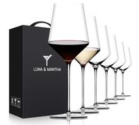 Red Wine Glasses Set of 6, Premium Crystal Wine Glasses Hand Blown, 15 oz,Thin Rim,Long Stem,Perfect for Red or White,Daily Use,Unique Wedding Anniversary or Birthday Gift