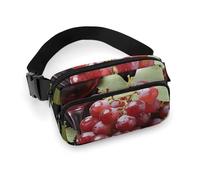 Red Wine Grape Fanny Pack for Women Men Waist Bag Belt Bag Adjustable Casual Bag for Travel Sports Hiking, white, 7.9x5.1inches