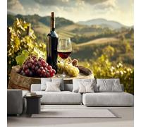 Red Wine Grapes Photo Wallpaper Mountains Scenery 500x280 cm Modern Non-Woven Poster 3D Print Large Wall Mural Decoration for Living Room Bedroom Dining Room Wall Art H1367