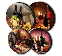 Red Wine Hob Covers Set of 4 Grape Gilt Fruit Food Pattern Stove Plate Cooker Hob Covers for Electric Cookers Top Burner Gas Range Oven Protector Kitchen Tools Accessories Modern Cooktop Kitchen Decor