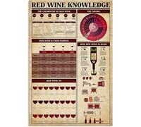 Red Wine Knowledge Metal Signs Wall Decor Wine Infographics Reading Posters Guide Wine Lovers Plaques Bars Home Kitchen 8x12 Inches