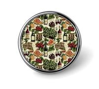 Red Wine Pizza Food Pattern Print Enamel Pins for Backpack - Cute Jacket Coat Hat Bags Badge Pins, Funny Unique Novelty Button Pin Women Men Fashion Jewelry Accessories