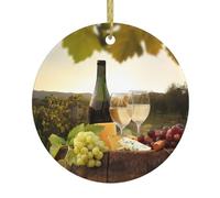 Red Wine Print Christmas Ornaments Couple Gifts For Him Her Christmas Tree Decoration Ceramic Hanging Ornament Anniversary