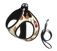 Red Wine Print Harness Leash Set For Cats And Dogs, Reflective Adjustable, Soft Breathable Mesh Vest With Escape-Proof Lead, For Small Pets And Kitten Puppies