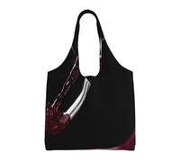 Red Wine,Reusable Tote Bags Grocery Bags Large Capacity Canvas Shopping Shoulder bag