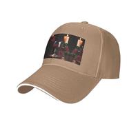 Red Wine Rose and Candle Pint Trucker Hat Baseball Cap, Baseball Cap Adjustable Sun Hat Golf Hats, Adjustable Classic Cap