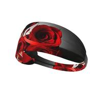 Red Wine Rose And Candle Print Non-Slip Elastic Running Headband, Sweat Absorbing Stretchy Hair Bands For Gym Yoga, Soft Skin-Friendly Foldable Workout Headband