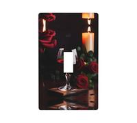 Red Wine Rose and Candle Print Wall Plate, Acrylic Back Panel Or Plate, Protect Wall from Finger Prints