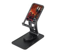 Red Wine Rose and Candle Prints Rotating Cell Phone Stand with 360° Swivel Base - Foldable Square Desk Phone Holder for iPhone 16 15 14 13 12 11,All Phones,Black
