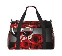 Red Wine Rose and Candle Travel Duffel Bag Large Foldable Waterproof Overnight Bag Beach Swim Bags Pool Sports Gym