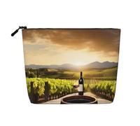 Red Wine Single Layer Linen Like Makeup Bag, Lightweight and Cute, Easy to Use