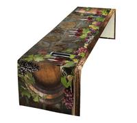 Red Wine Table Runner - Rectangle Wine Glass & Bottle Grapes Printed Pattern for Dining, Kitchen, Living Room, Outdoor, Holiday & Party Decor - 13x70 Inch