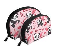 Red Wing Panda Printed Makeup Bags 2-Piece Portable Shell Travel Toiletry Bag