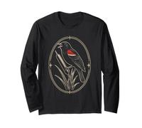 Red-Winged Blackbird Vintage Bird Watching Badge Long Sleeve T-Shirt
