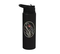 Red-Winged Blackbird Vintage Bird Watching Badge Stainless Steel Insulated Water Bottle