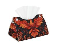 Red Winged Fire Phoenix Facial Tissue Box Holder,Print Long Pu Leather Tissue Box Cover For Bathroom Office Bedroom Nightstand And Car