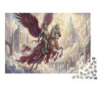 Red-winged Guardian Angel 1000 Piece Wooden Jigsaw Puzzle,Home Wall Decor,Stress Relief,Wood,Whimsical Challenge,Great Gifts,Educational Toy,Adults & Kids 14+ (75x50cm)